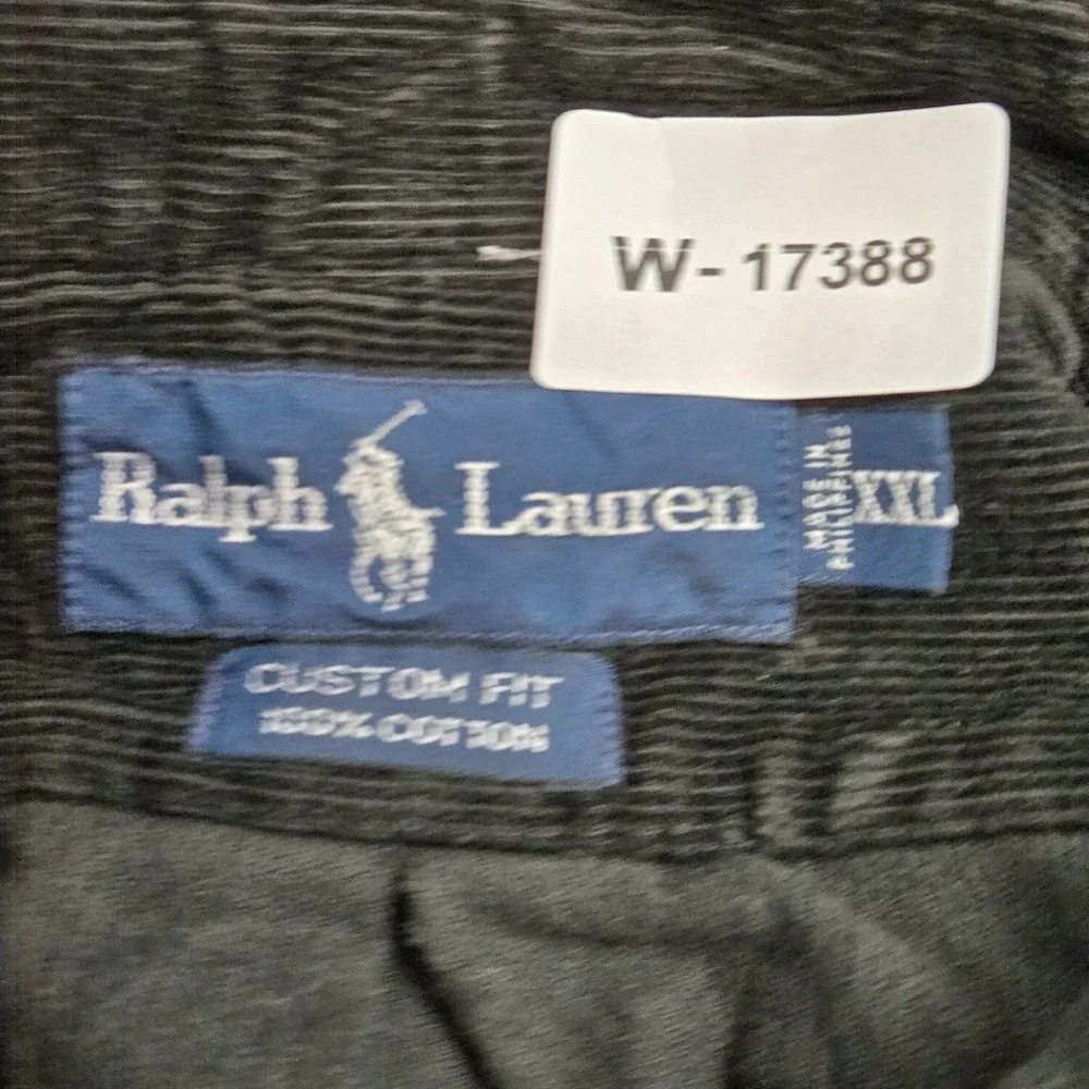 VINTAGE Ralph Lauren Men Button Up Shirt M Black Corduroy Custom Fit Logo Casual